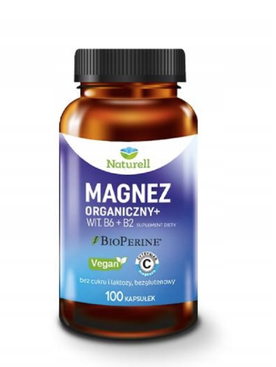 Naturell MAGNEZ ORGANICZNY+ WIT. B6 + B2 (100 kaps.)