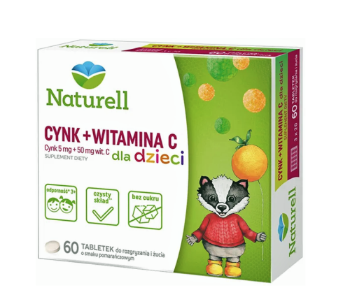 Naturell Cynk + Witamina C dla dzieci (60 tabl.)