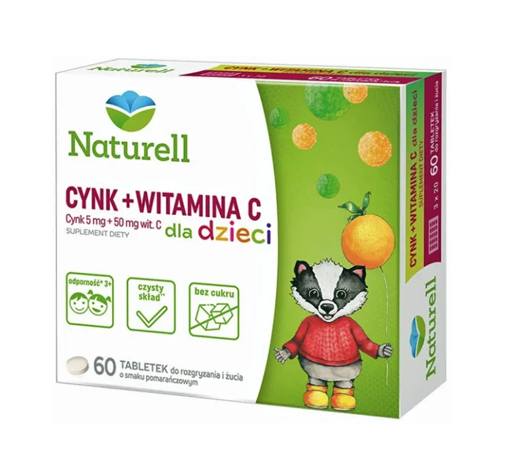 Naturell Cynk + Witamina C dla dzieci (60 tabl.)