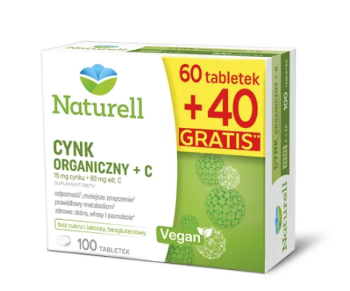 Naturell Cynk organiczny + C (100 tabl.)