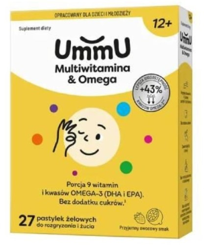 UmmU Multiwitamina&Omega 12+ (27 pastylek żelowych do rozgryzania i żucia)