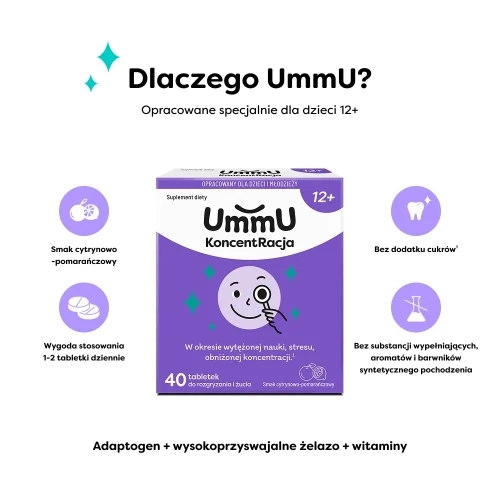 UmmU Koncentracja 12+ (40 tabl. do rozgryzania i żucia)