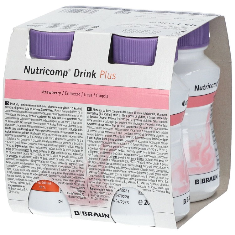 Nutricomp Drink Plus truskawka proteiny (4 szt. x 200 ml)
