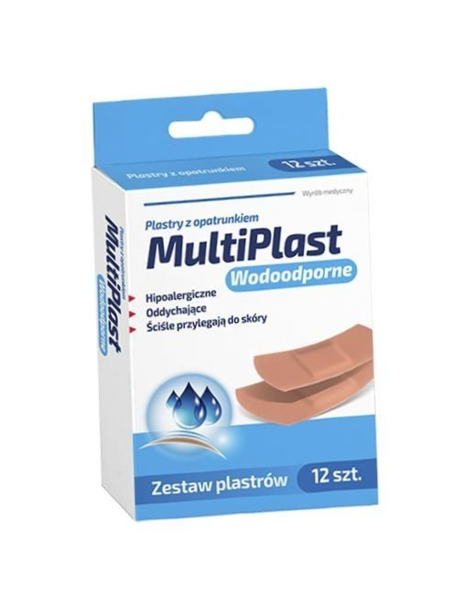 Plastry z opatrunkiem MultiPlast Wodoodporne x 12 szt.