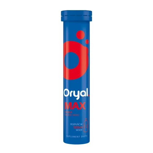 Oryal MAX elektrolity o smaku malinowym 15 tabl. mus. potas, magnez
