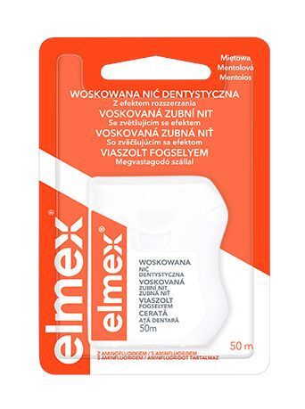 Elmex Woskowana nić dentystyczna miętowa 50m