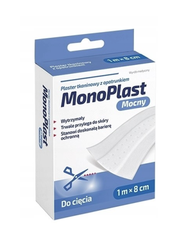 Plastry MonoPlast tkaninowy  biały 1m*8cm do cięcia