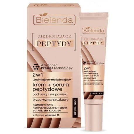 Bielenda Ujędrniające Peptydy Krem + Serum Peptydowe 2w1 pod Oczy i na Powieki 15ML