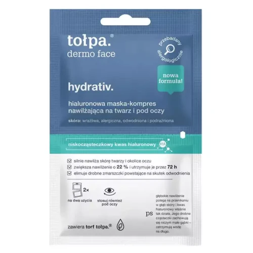 Tołpa Dermo Face Hydrativ Maska Kompres nawilżający do twarzy, szyi i pod oczy 2x6ml