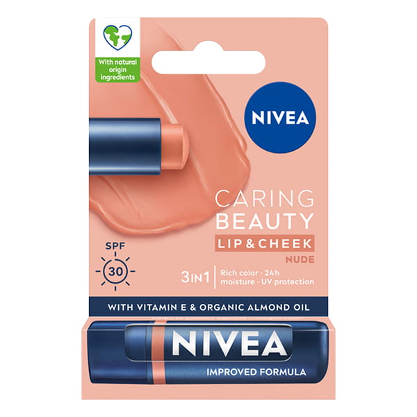 Nivea Caring Beauty 3w1 Pielęgnująca Pomadka do Ust Nude 4,8G