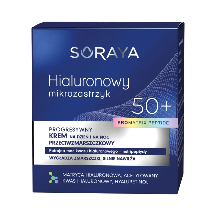 Soraya Hialuronowy Mikrozastrzyk Pro Matrix Peptide Krem Przeciwzmarszczkowy 50+ 50ml
