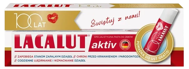 LACALUT AKTIV Zestaw Pasta do zębów + Pomadka GRATIS