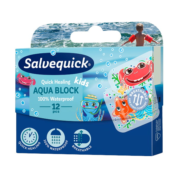 Salvequick Plastry wodoodporne dla dzieci Aqua Block Kids 12 szt.