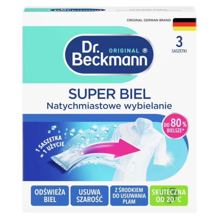 Dr. Beckmann Super Biel Intensywne Wybielanie Tkanin w Saszetkach 3x40g
