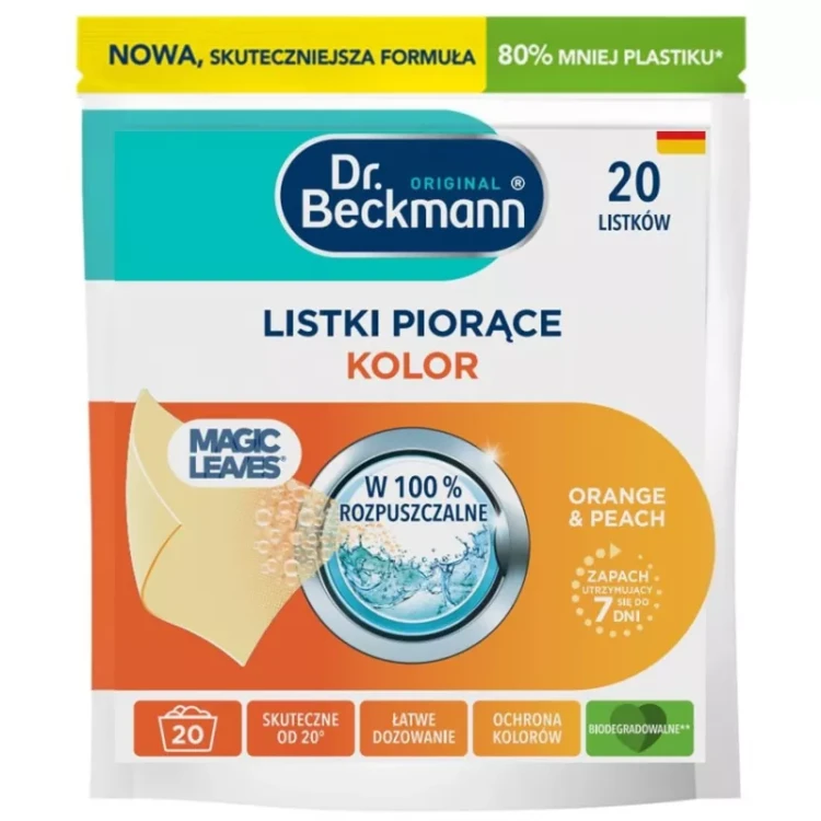 Dr. Beckmann Magic Leaves Listki piorące Orange&Peach - kolor 20 sztuk