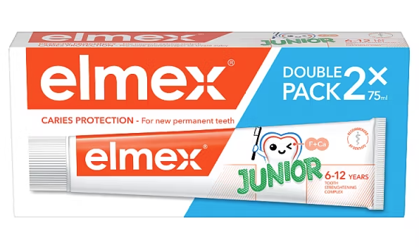 Elmex Junior, pasta do zębów dla dzieci, 6-12 lat, 2 x 75 ml