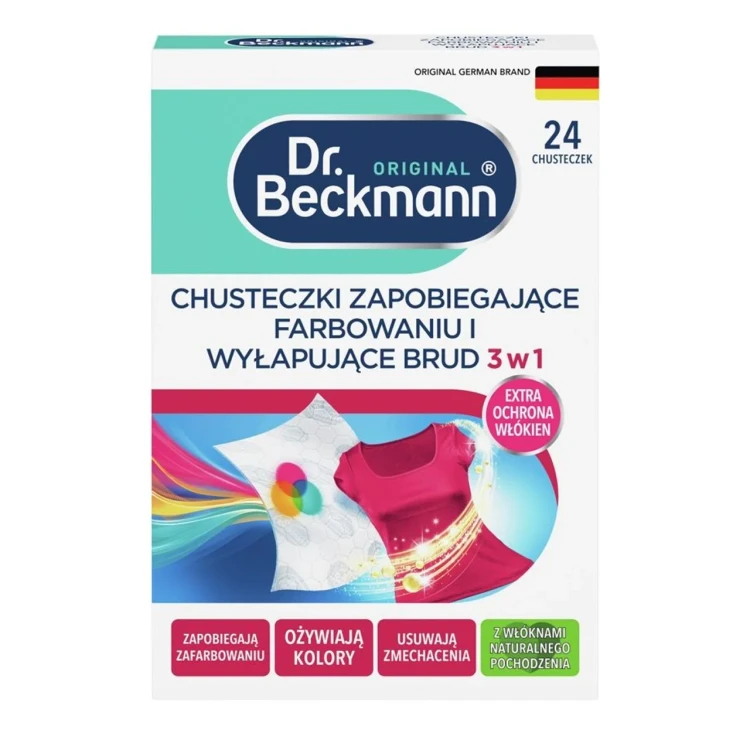 DR. BECKMANN Chusteczki wyłapujące kolor i wspomagające usuwanie brudu 24 szt.