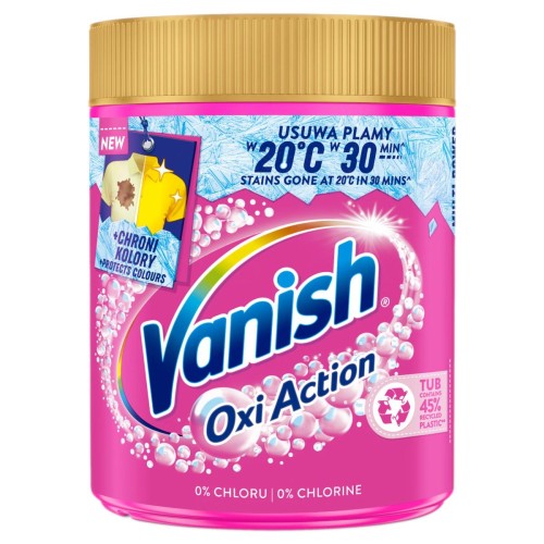 Vanish Oxi Action Pink Odplamiacz w Proszku do Kolorowych Tkanin 470G