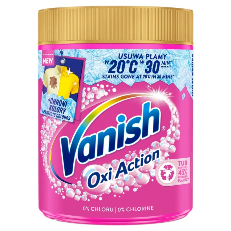 Vanish Oxi Action Pink Odplamiacz w Proszku do Kolorowych Tkanin 470G