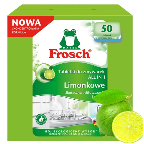 Frosch Limonkowe tabletki do zmywarek ALL in 1, 50szt.