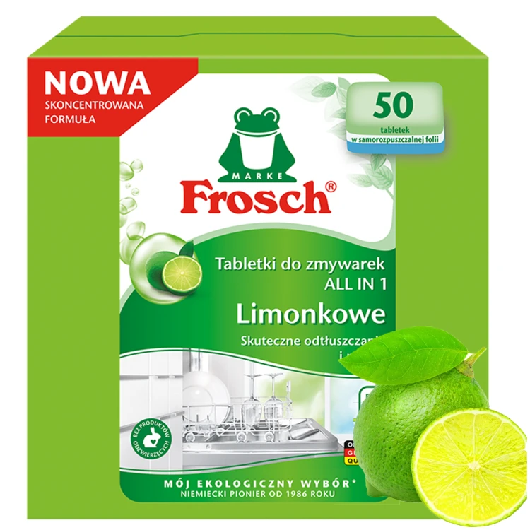 Frosch Limonkowe tabletki do zmywarek ALL in 1, 50szt.