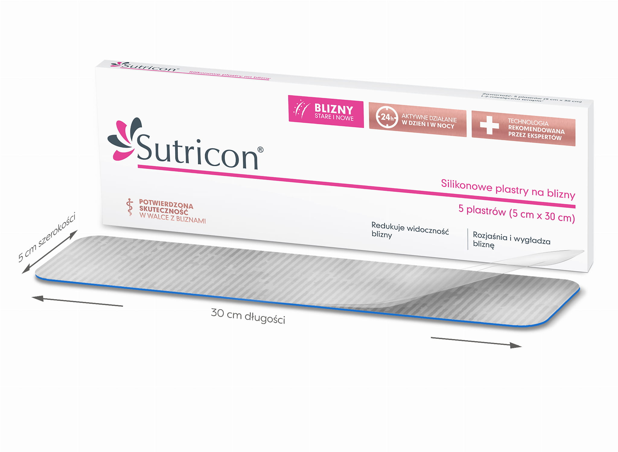 Sutricon® plastry silikonowe na blizny 5 plastrów: 5x30 cm