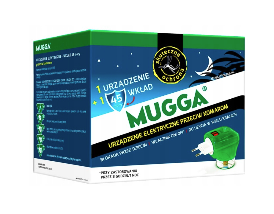 MUGGA Urządzenie elektryczne przeciw komarom + wkład 45 nocy