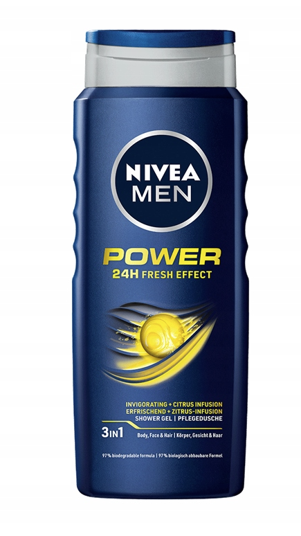 NIVEA MEN Power Pobudzający 3w1 Żel pod prysznic męski 500 ml